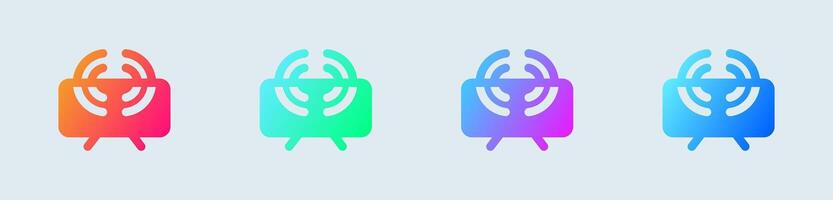 Broadcast channel solid icon in gradient colors. Wireless signs illustration. vector