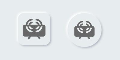 Broadcast channel solid icon in neomorphic design style. Wireless signs illustration. vector