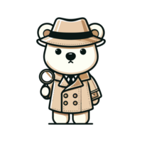 cartoon cute bear detective icon character png