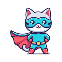 cartoon cute cat hero icon character png