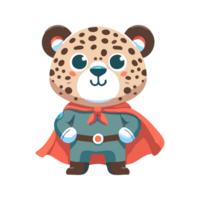 desenho animado fofa leopardo herói ícone personagem png