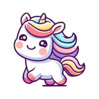 dessin animé mignonne Licorne content icône personnage png