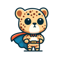 cartoon cute leopard hero icon character png