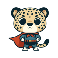 cartoon cute leopard hero icon character png