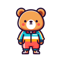 cartoon cute bear wears tracksuit icon character png