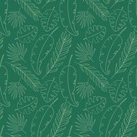 Contour tropical leaves pattern on a green background. Exotic Nature. Botanical print. Jungle. Palm leaves. Summer. Wrapping. illustration. vector