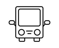 Bus outline icon. Simple public transport. Primitive Front view of a school bus. Line symbol. Children drawing. Isolated object on a white background. No color, coloring book. illustration. vector