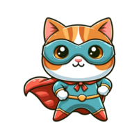 desenho animado fofa gato herói ícone personagem png