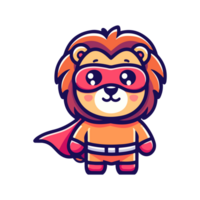 cartoon cute lion hero icon character png