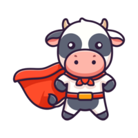cartoon cute cow hero icon character png