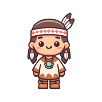 cute icon character Native American tribe png