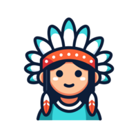 linda icono personaje nativo americano tribu png