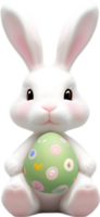 A cute Easter bunny with egg clipart. Ai-Generated. png