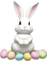 A cute Easter bunny with egg clipart. Ai-Generated. png