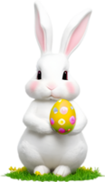 A cute Easter bunny with egg clipart. Ai-Generated. png