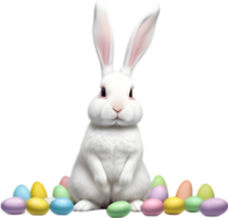 A cute Easter bunny with egg clipart. Ai-Generated. png