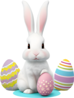 A cute Easter bunny with egg clipart. Ai-Generated. png