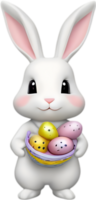 A cute Easter bunny with egg clipart. Ai-Generated. png