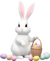 A cute Easter bunny with egg clipart. Ai-Generated. png