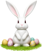 A cute Easter bunny with egg clipart. Ai-Generated. png