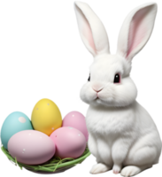 een schattig Pasen konijn met ei clip art. ai-gegenereerd. png