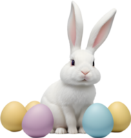 A cute Easter bunny with egg clipart. Ai-Generated. png