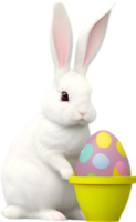 A cute Easter bunny with egg clipart. Ai-Generated. png