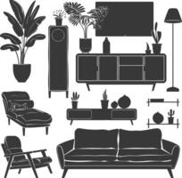 Silhouette livingroom at home equipment black color only vector