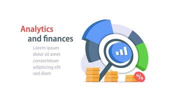 Performance data analytics, investment report, marketing study, audition services vector