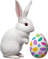 A cute Easter bunny with egg clipart. Ai-Generated. png