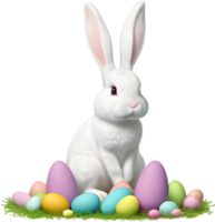 A cute Easter bunny with egg clipart. Ai-Generated. png