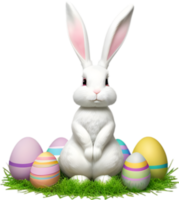 A cute Easter bunny with egg clipart. Ai-Generated. png