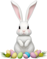 A cute Easter bunny with egg clipart. Ai-Generated. png