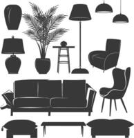 Silhouette livingroom at home equipment black color only vector