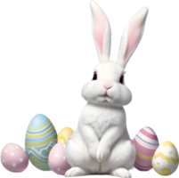 A cute Easter bunny with egg clipart. Ai-Generated. png