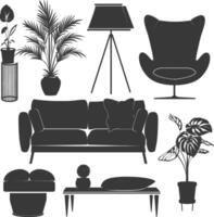 Silhouette livingroom at home equipment black color only vector