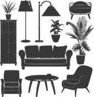 Silhouette livingroom at home equipment black color only vector