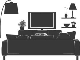 Silhouette livingroom at home equipment black color only vector