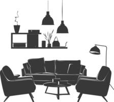 Silhouette livingroom at home equipment black color only vector