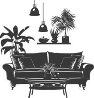 Silhouette livingroom at home equipment black color only vector