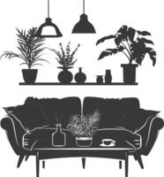 Silhouette livingroom at home equipment black color only vector