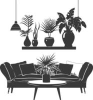 Silhouette livingroom at home equipment black color only vector