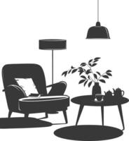 Silhouette livingroom at home equipment black color only vector