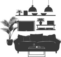 Silhouette livingroom at home equipment black color only vector