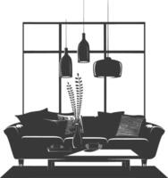 Silhouette livingroom at home equipment black color only vector