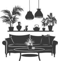 Silhouette livingroom at home equipment black color only vector