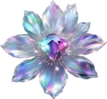 Enchanted colorful Crystal flower, clipart for decoration. Ai-Generated. png