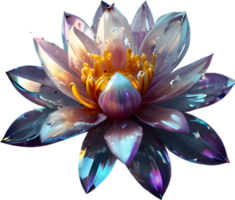 Enchanted colorful Crystal flower, clipart for decoration. Ai-Generated. png