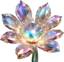 Enchanted colorful Crystal flower, clipart for decoration. Ai-Generated. png