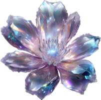 Enchanted colorful Crystal flower, clipart for decoration. Ai-Generated. png